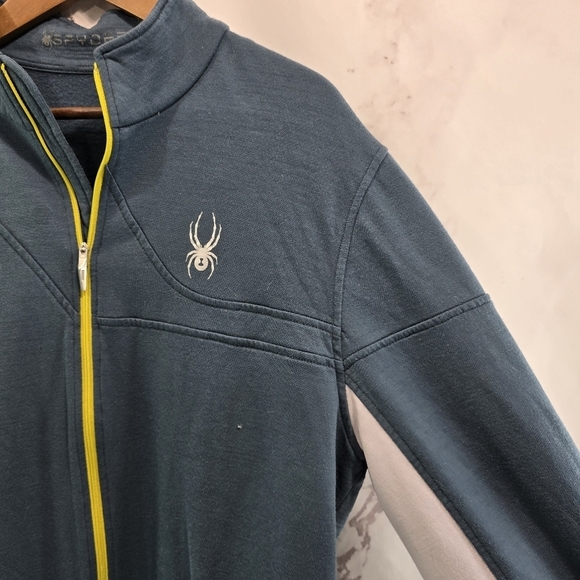 Spyder Jacket Mens Large Blue Gray Merino Wool Full Zip Mid Layer - Picture 8 of 11
